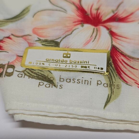 Arnaldo Bassini Vintage Cotton Floral Tulip Handkerchief Neckerchief Bandana NWT - Picture 4 of 9